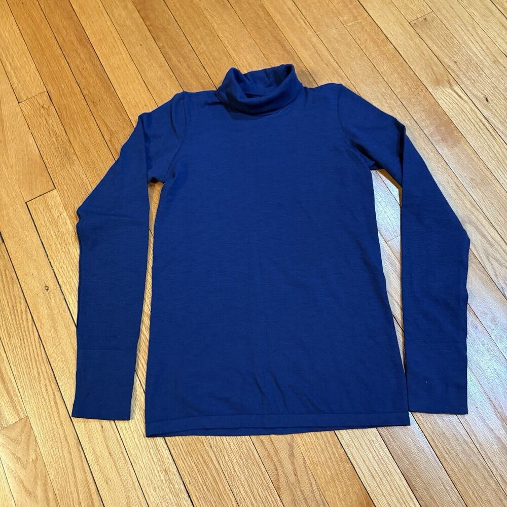 Athleta Foresthill Ascent Wool Blend Turtleneck Top Womens XS Blue Capsule EUC - Picture 5 of 10